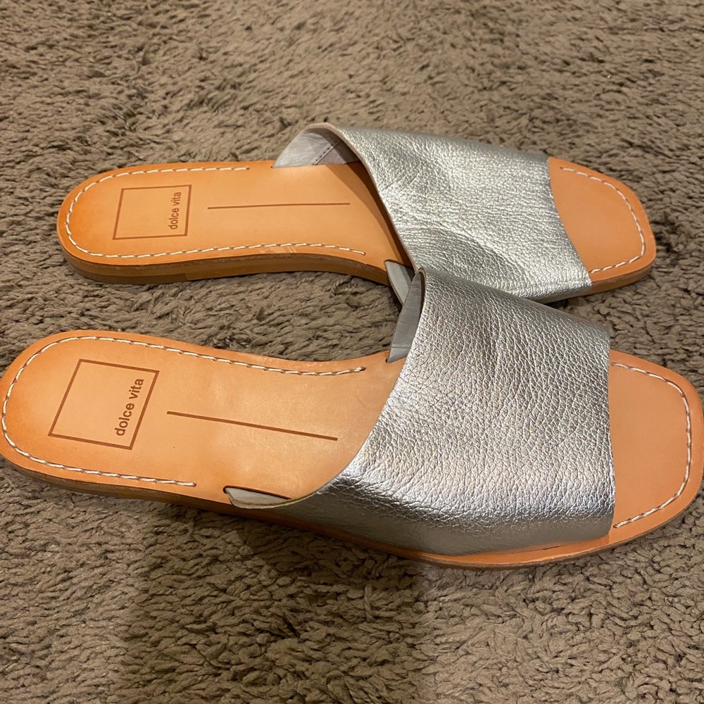 Dolce Vita Vida slides. Size 7. Silver. New without box.